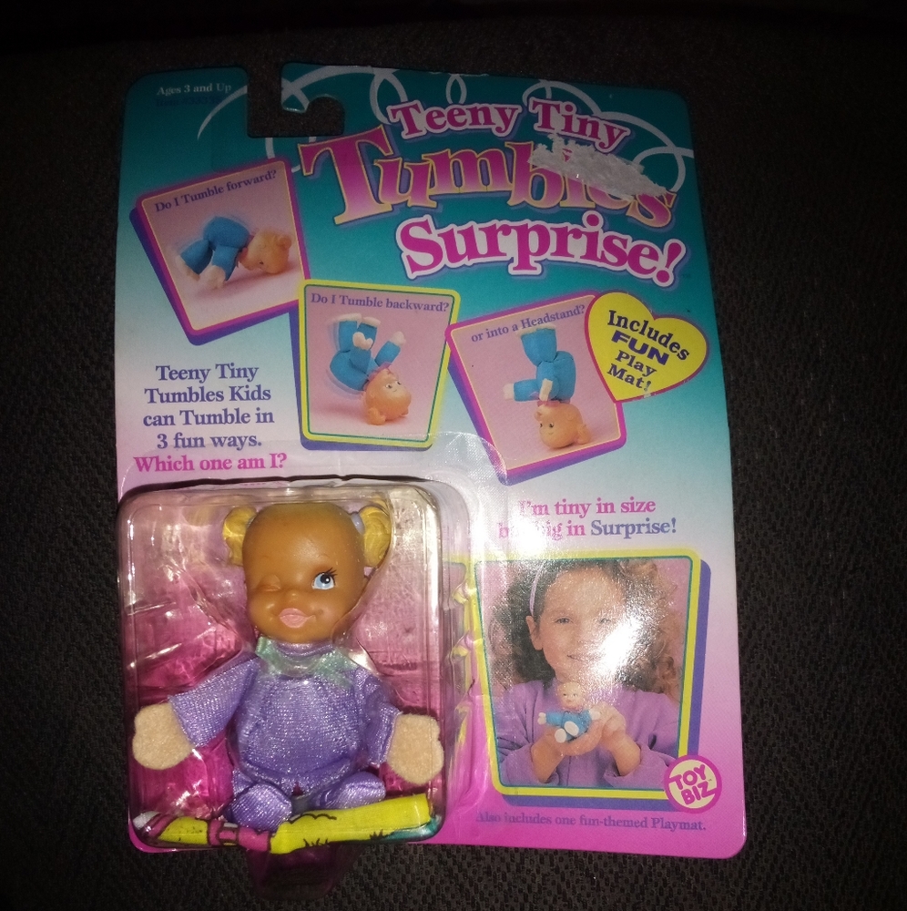 Vintage 1996 Toy Biz Teeny Tiny Tumbles Surprise Doll New Purple outfit